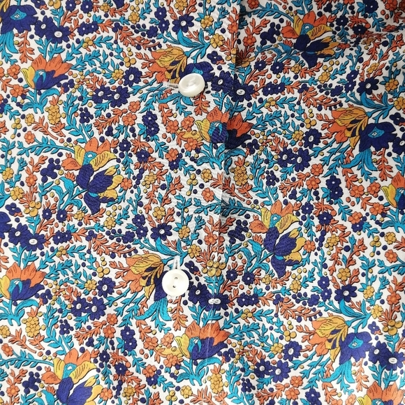 Eton Men's Slim Fit Floral Dress Shirt Orange Blue White 16.5 - Picture 17 of 17
